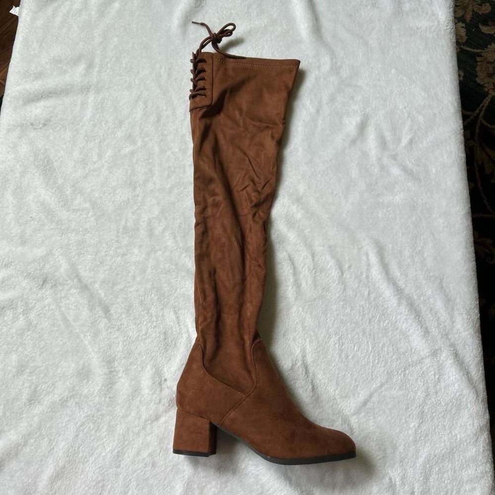 Dream Pairs Laurence Brown Suede Over the Knee Boots with zipper Women's 8.5 NWT